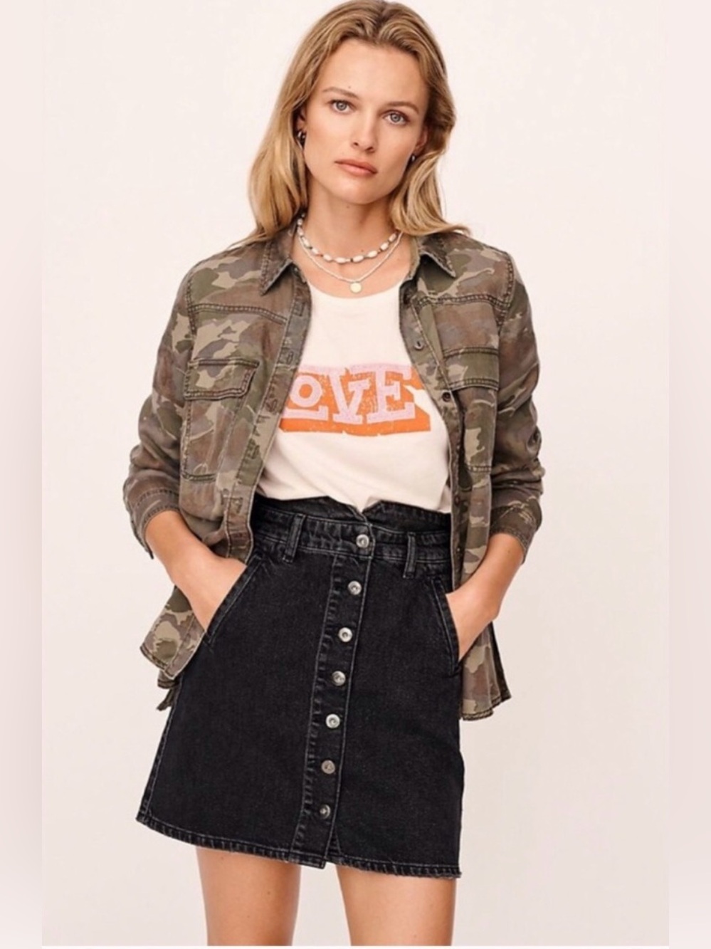 Anthropologie Pilcro Button Front Denim Mini Skirt black wash size 0P petite